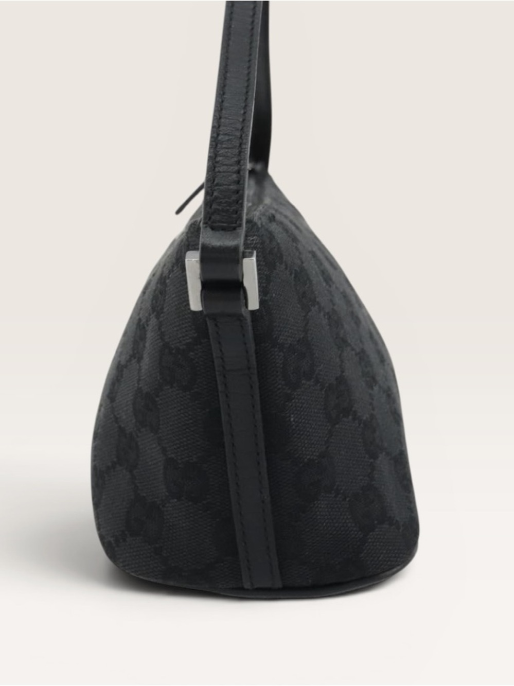 Gucci GG Canvas Boat Pochette Black Mini Shoulder Bag Silver Hardware - Picture 11 of 16